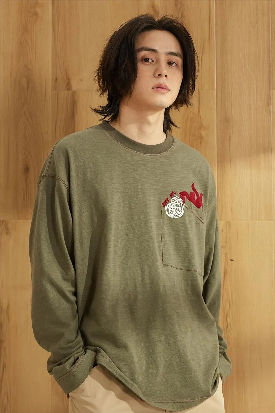 TIKIMOMOKA プリントクルーネックロンT TMK034