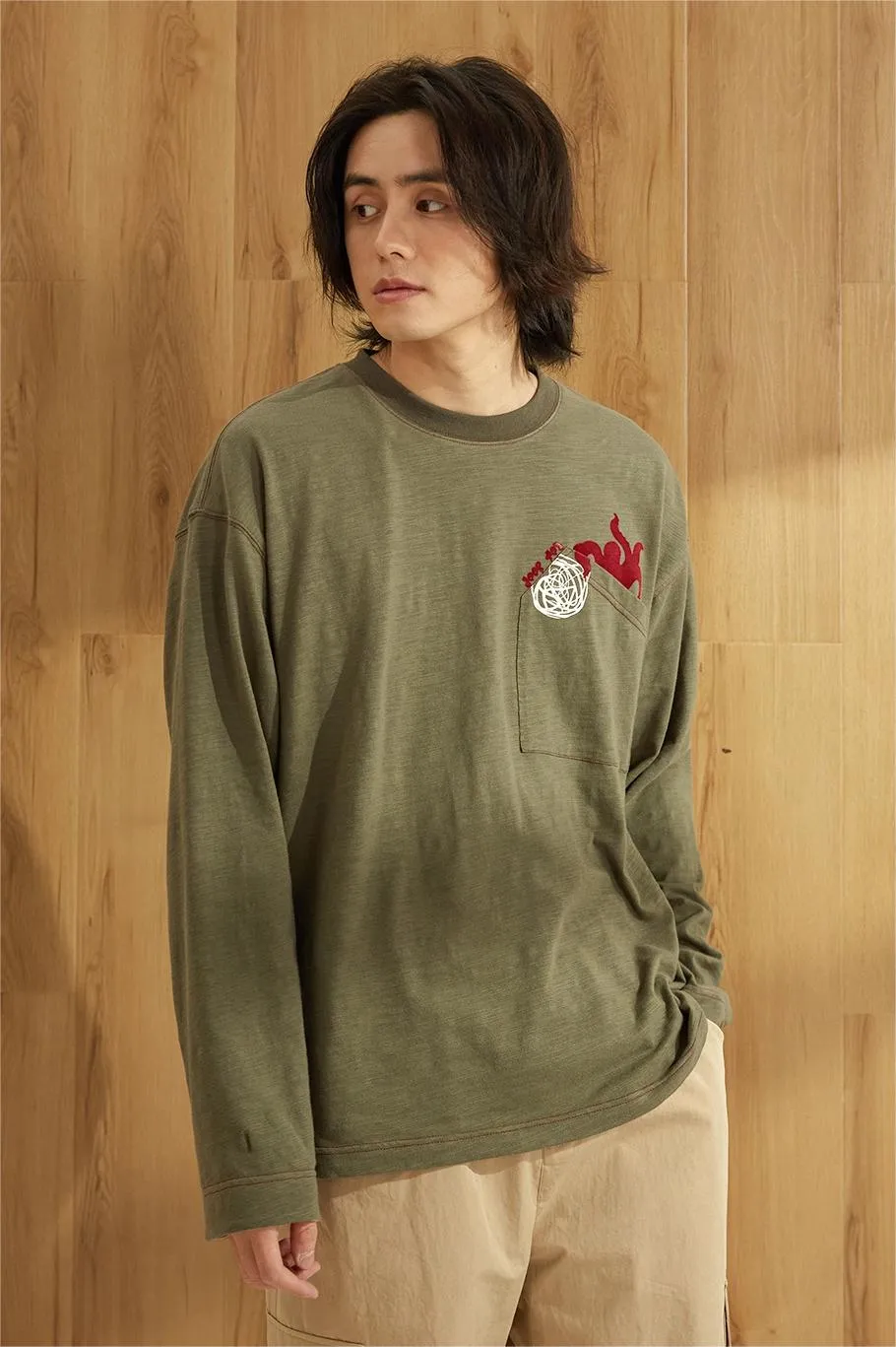 TIKIMOMOKA プリントクルーネックロンT TMK034