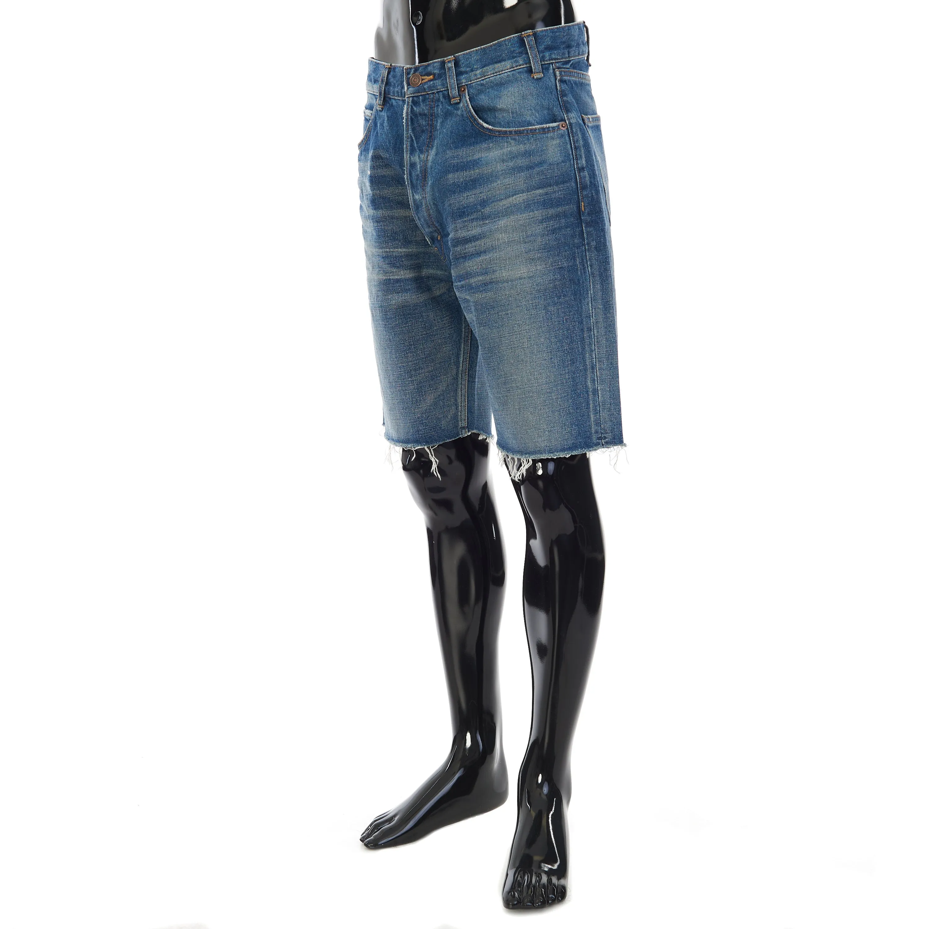 Wesley Low-Rise Shorts In Vintage Union Wash Denim With Raw Hems