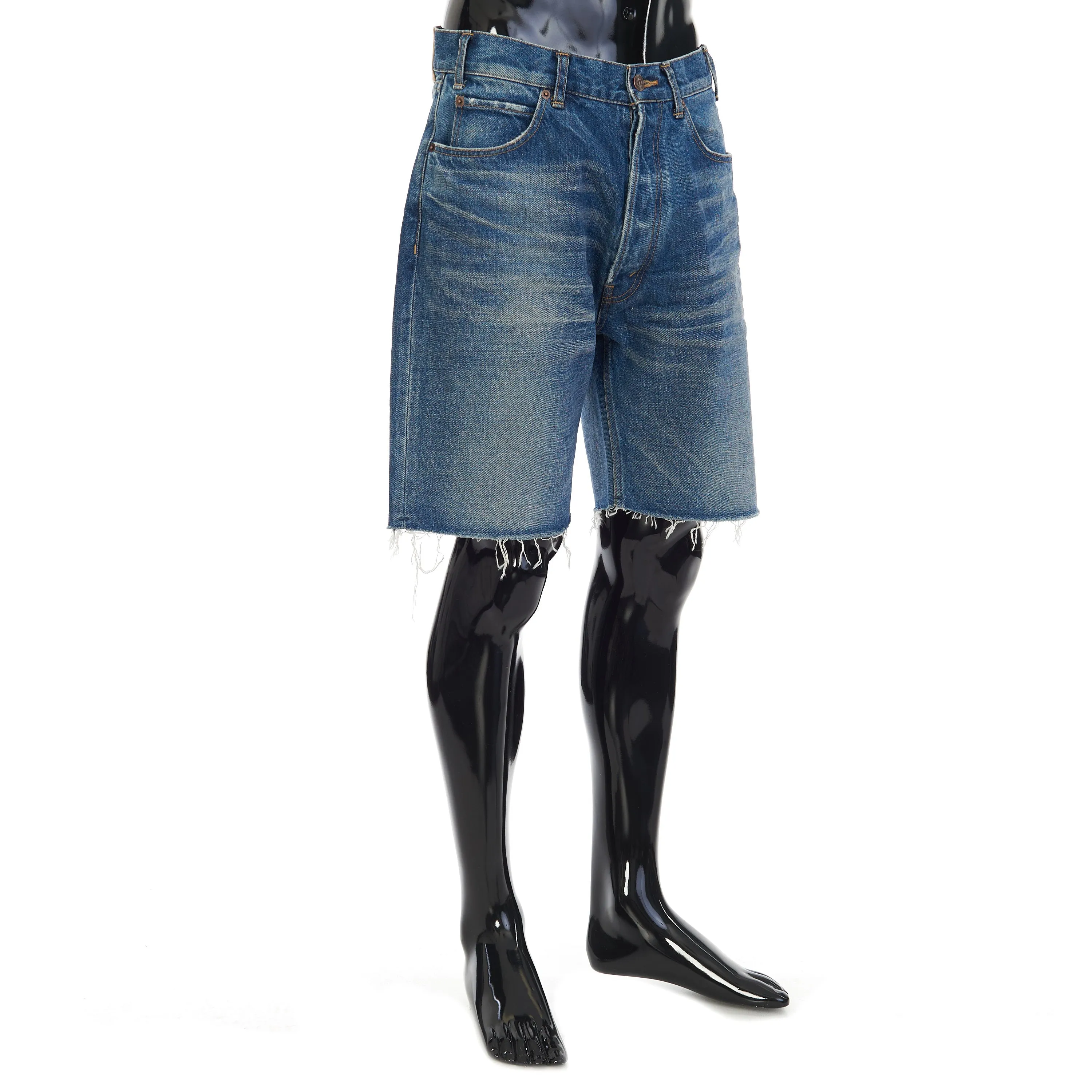 Wesley Low-Rise Shorts In Vintage Union Wash Denim With Raw Hems