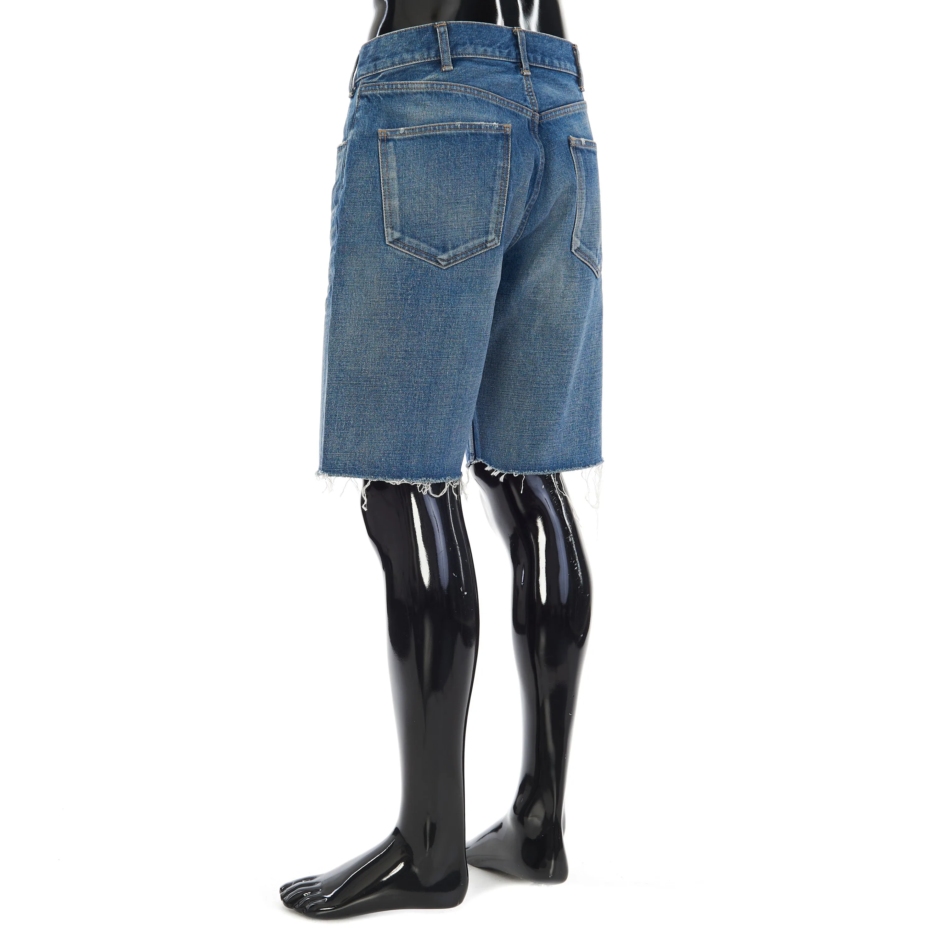 Wesley Low-Rise Shorts In Vintage Union Wash Denim With Raw Hems