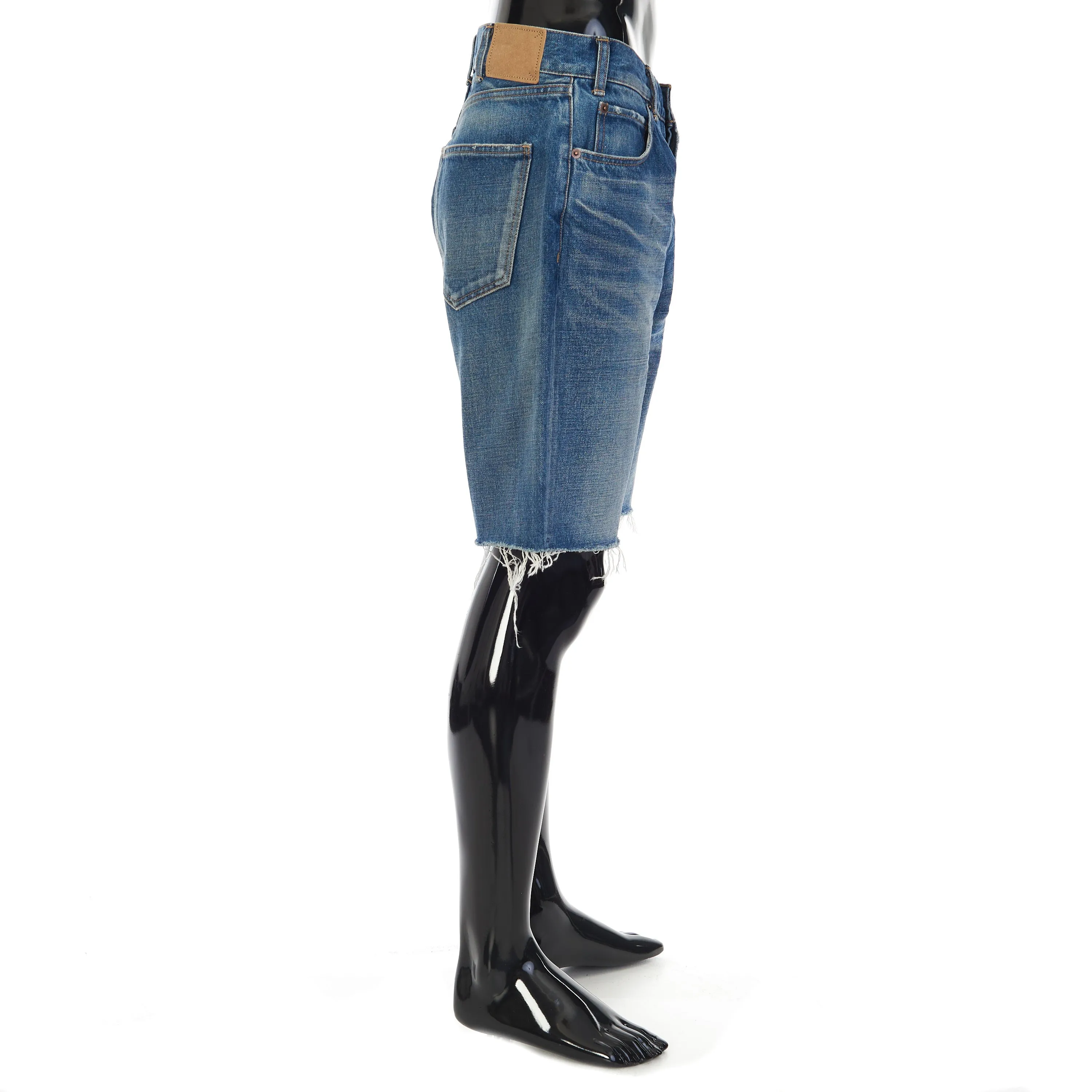 Wesley Low-Rise Shorts In Vintage Union Wash Denim With Raw Hems