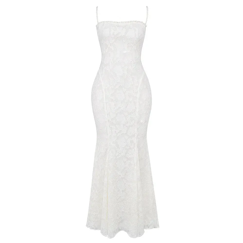 White Lace-up Maxi Dress