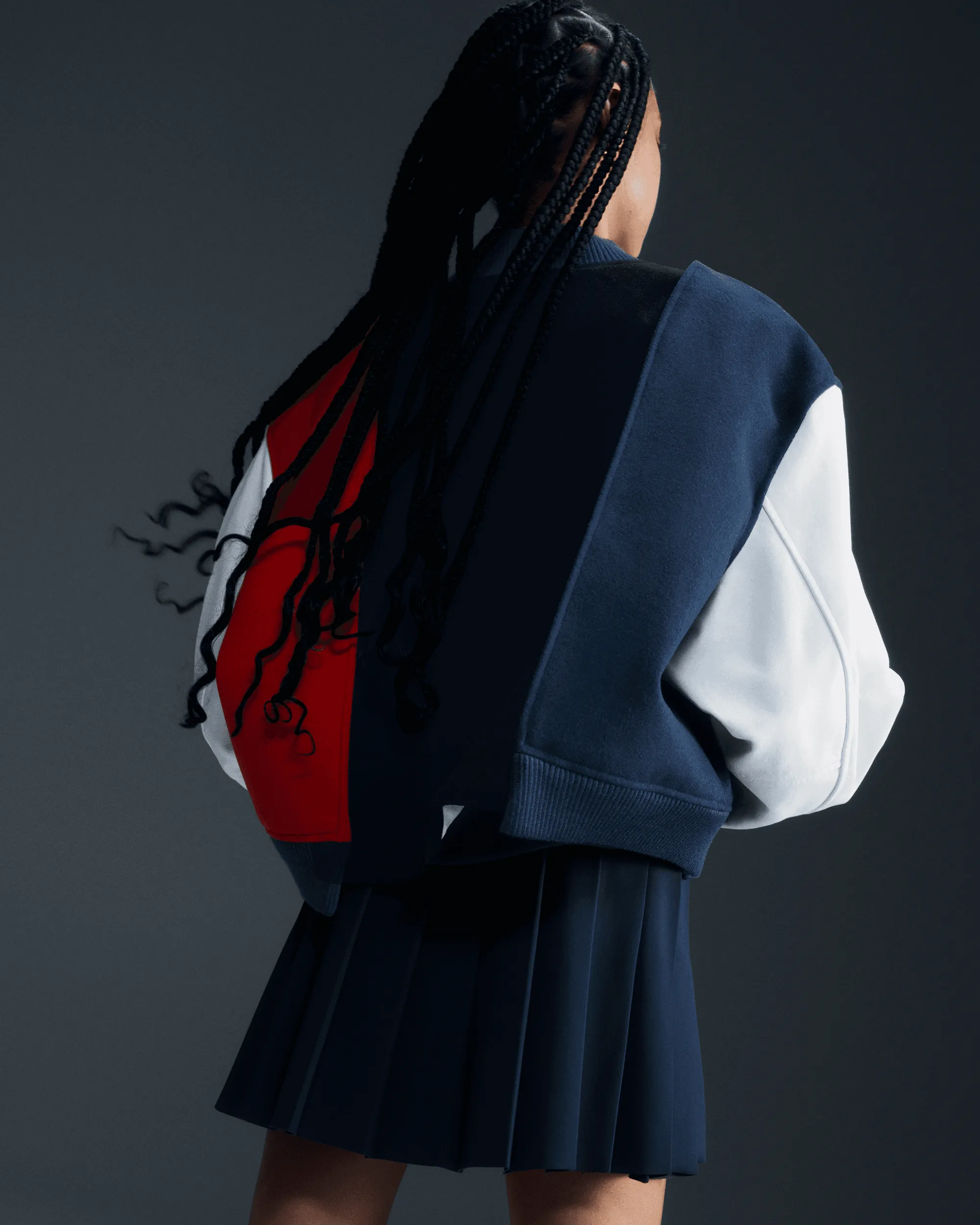 Womens Yoon Varsity Jacket - Black / Armory Navy / Phantom / White