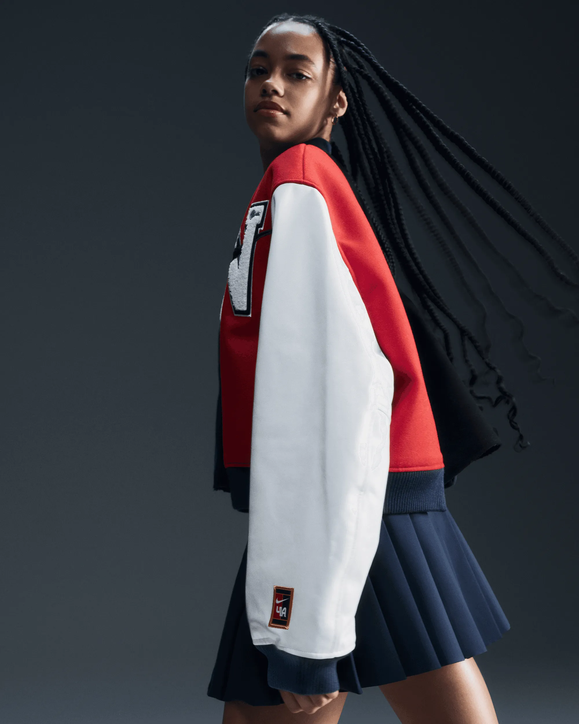 Womens Yoon Varsity Jacket - Black / Armory Navy / Phantom / White