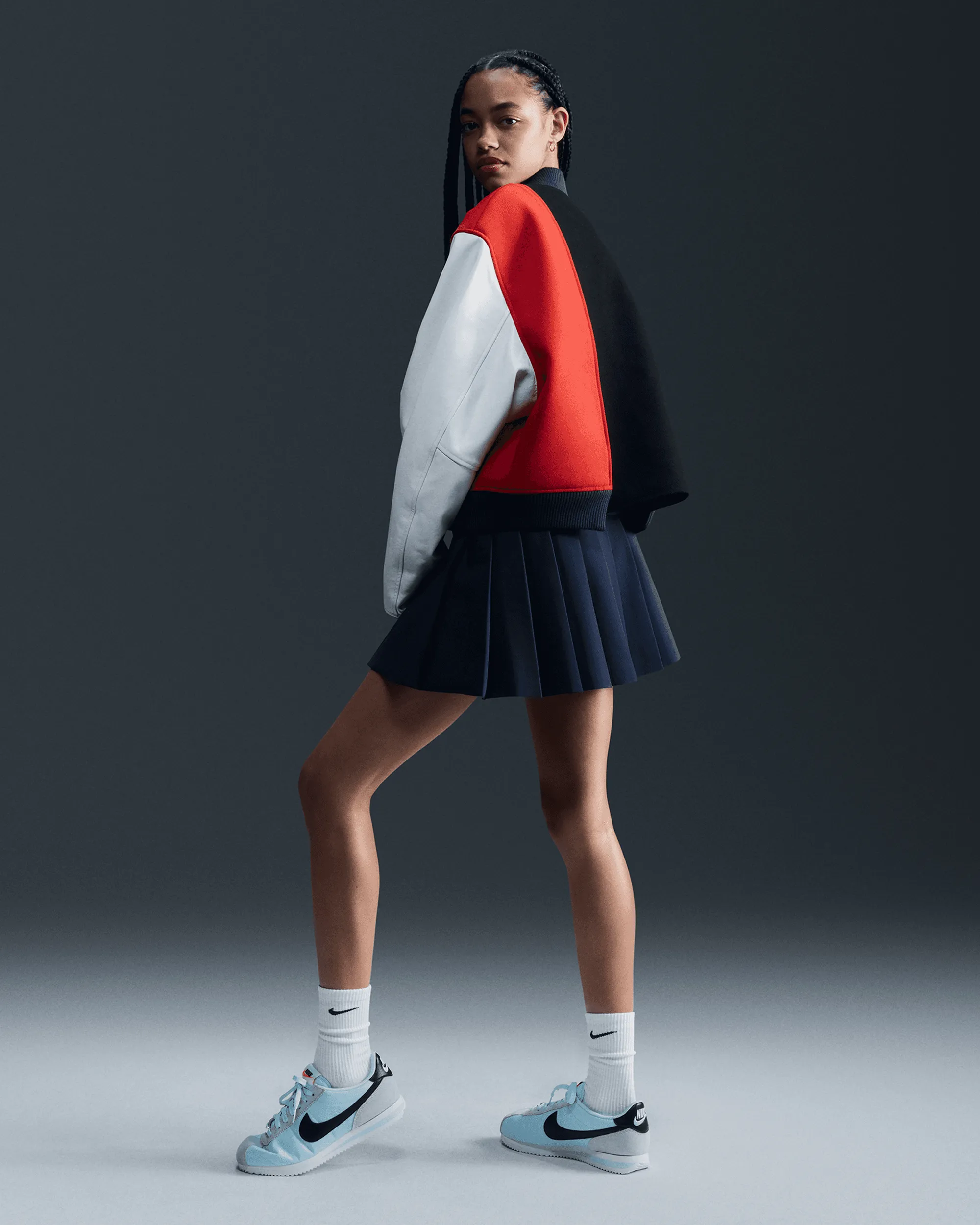 Womens Yoon Varsity Jacket - Black / Armory Navy / Phantom / White